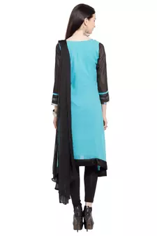 Blue Printed Georgette Salwar