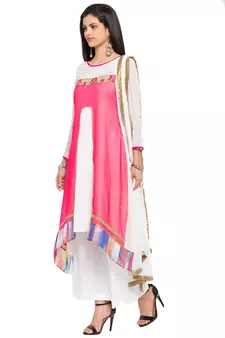 Pink Embroidered Georgette Salwar