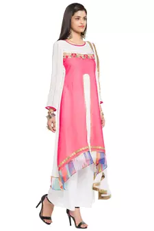Pink Embroidered Georgette Salwar