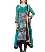 Green Printed Georgette Salwar