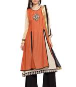 Orange Embroidered Georgette Salwar