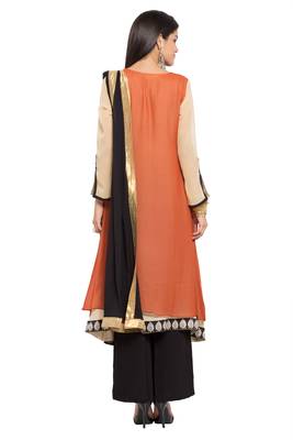 Orange Embroidered Georgette Salwar 4