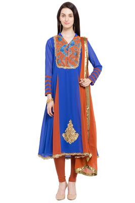 Blue Embroidered Georgette Salwar 1