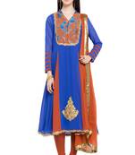Blue Embroidered Georgette Salwar