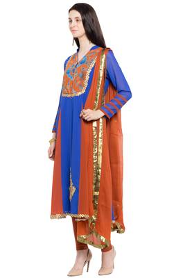 Blue Embroidered Georgette Salwar 2