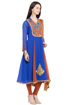Blue Embroidered Georgette Salwar 3