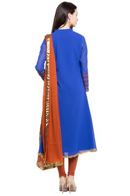 Blue Embroidered Georgette Salwar 4