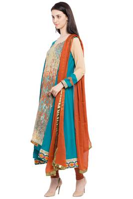 Teal Printed Georgette Salwar 2