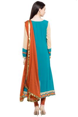 Teal Printed Georgette Salwar 4