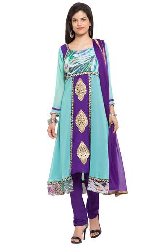 Sea Green Printed Georgette Salwar