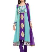 Sea Green Printed Georgette Salwar
