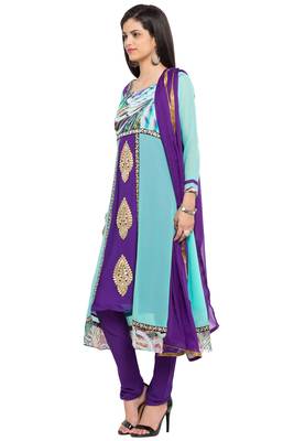 Sea Green Printed Georgette Salwar 2