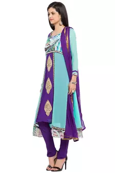 Sea Green Printed Georgette Salwar