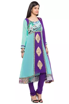 Sea Green Printed Georgette Salwar