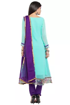 Sea Green Printed Georgette Salwar