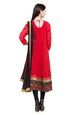 Red Embroidered Georgette Salwar 4