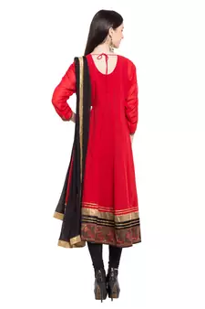 Red Embroidered Georgette Salwar