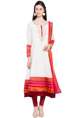 White Embroidered Georgette Salwar 1