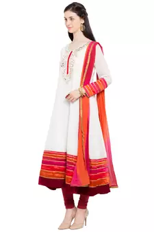 White Embroidered Georgette Salwar
