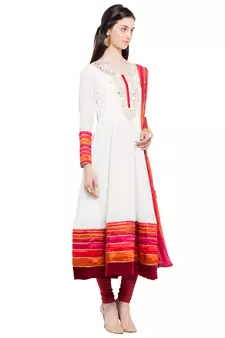 White Embroidered Georgette Salwar