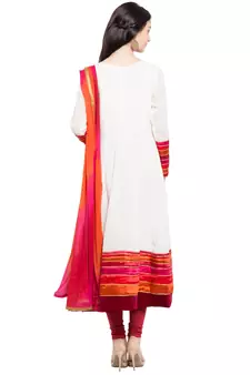 White Embroidered Georgette Salwar