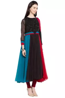 Black Embroidered Georgette Salwar