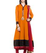 Orange Embroidered Georgette Salwar