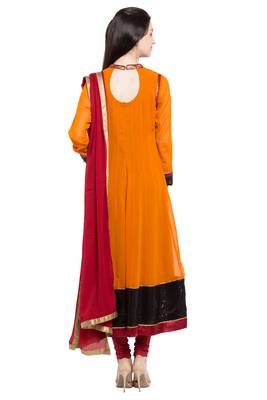 Orange Embroidered Georgette Salwar 4