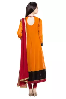 Orange Embroidered Georgette Salwar