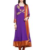 Purple Embroidered Georgette Salwar With Dupatta