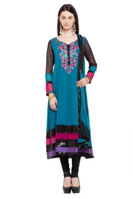 Blue Embroidered Georgette Salwar 1