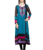 Blue Embroidered Georgette Salwar