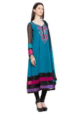 Blue Embroidered Georgette Salwar 3