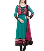 Green Embroidered Georgette Salwar