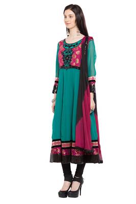 Green Embroidered Georgette Salwar 2