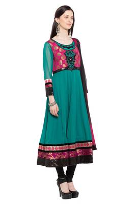 Green Embroidered Georgette Salwar 3