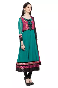 Green Embroidered Georgette Salwar