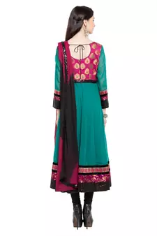 Green Embroidered Georgette Salwar