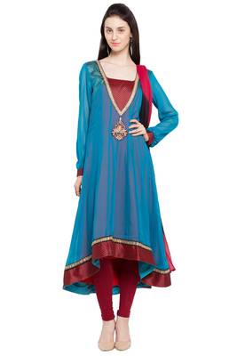 Blue Plain Georgette Salwar 1