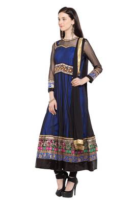 Dark Blue Plain Georgette Salwar 2