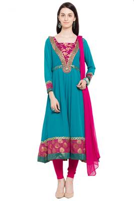 Green Printed Georgette Salwar 1