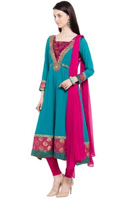 Green Printed Georgette Salwar 2