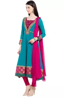 Green Printed Georgette Salwar