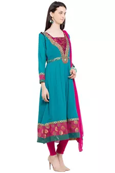 Green Printed Georgette Salwar