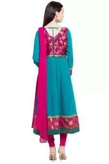 Green Printed Georgette Salwar