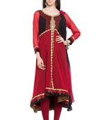 Red Embroidered Georgette Salwar
