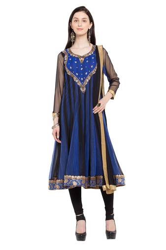 Blue Embroidered Georgette Salwar