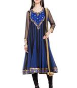 Blue Embroidered Georgette Salwar