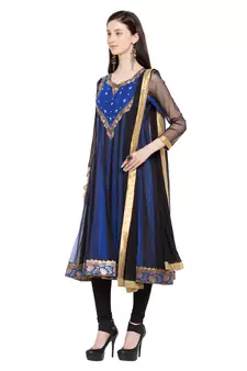 Blue Embroidered Georgette Salwar