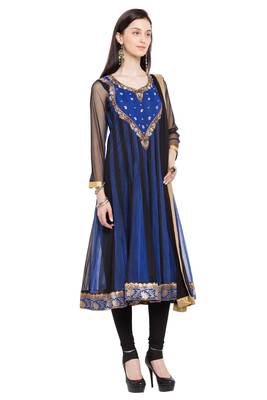 Blue Embroidered Georgette Salwar 3